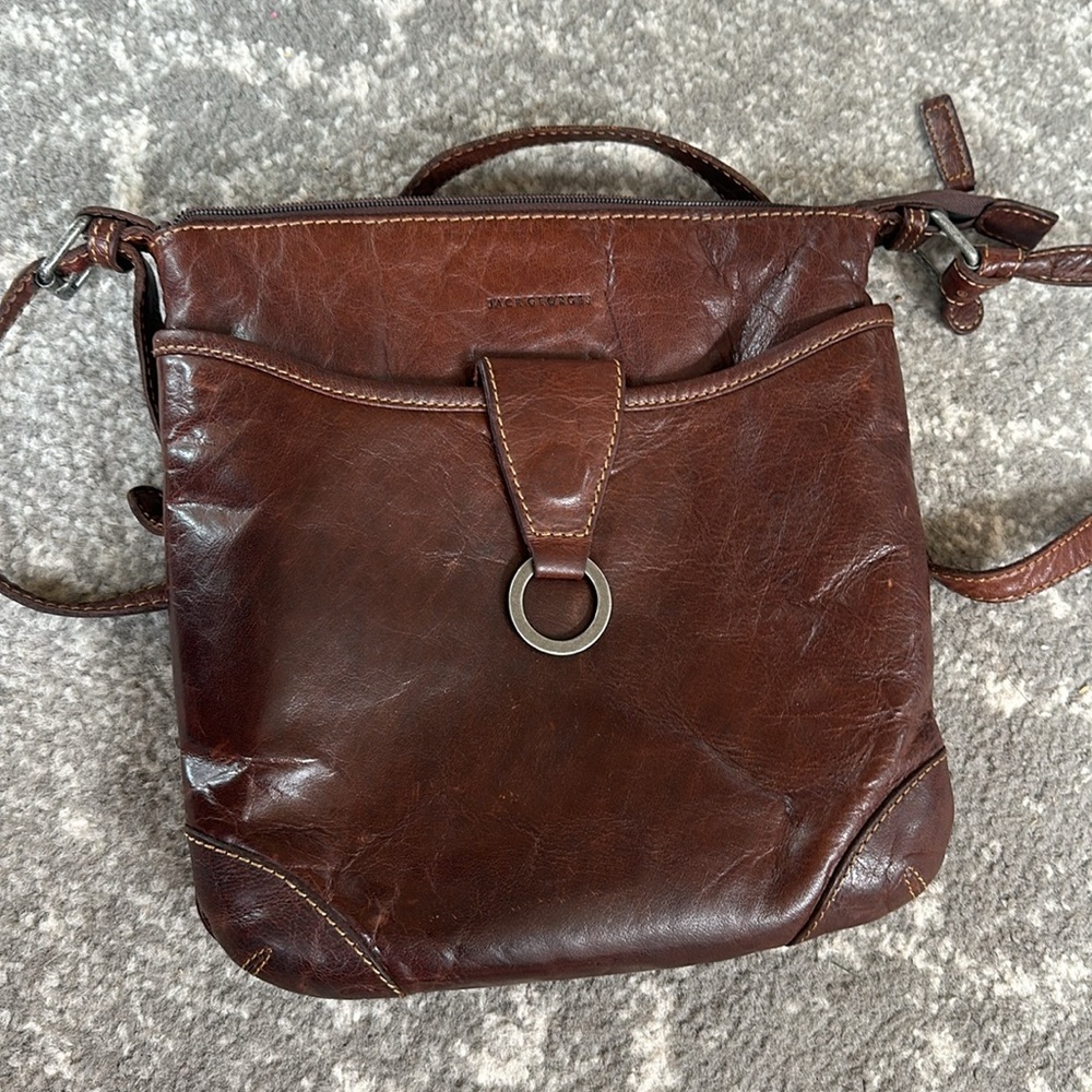Jack Georges Genuine Leather Crossbody Voyager Handbag - Picture 3 of 16